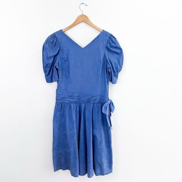 Jane Schaffhausen Belle France Women’s 80s Jacquard Drop Waist Steel Cornflower - Picture 1 of 15